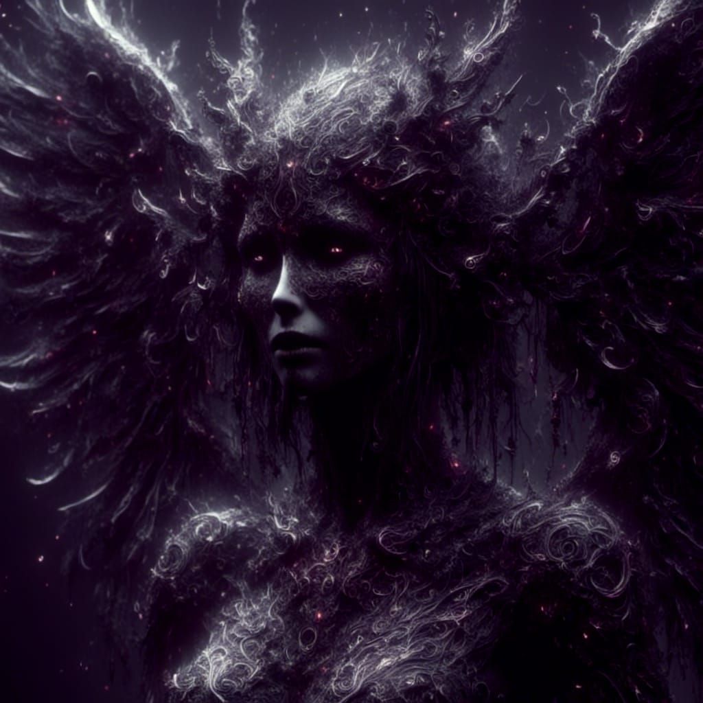 Fallen Angel of Death with Glowing Runes