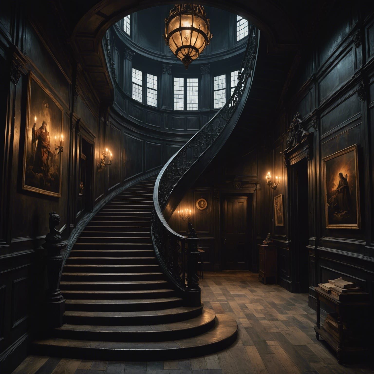 Staircase to Hell in Dark Academia Style