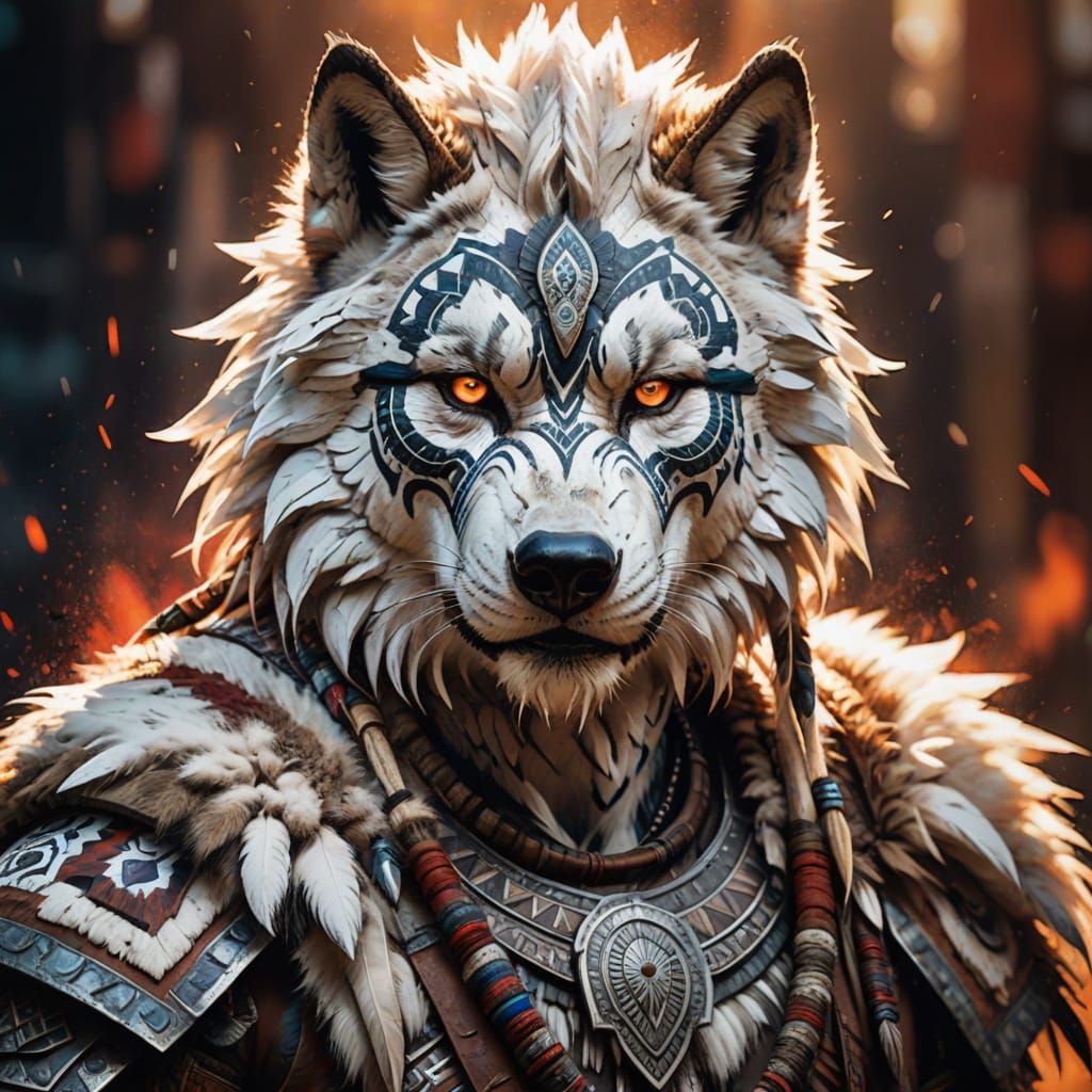 Fierce Warrior in Tribal Splendor