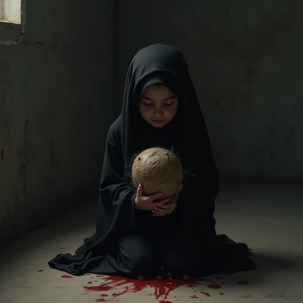 Girl with Severed Head: Digital Painting in Dramatic Style