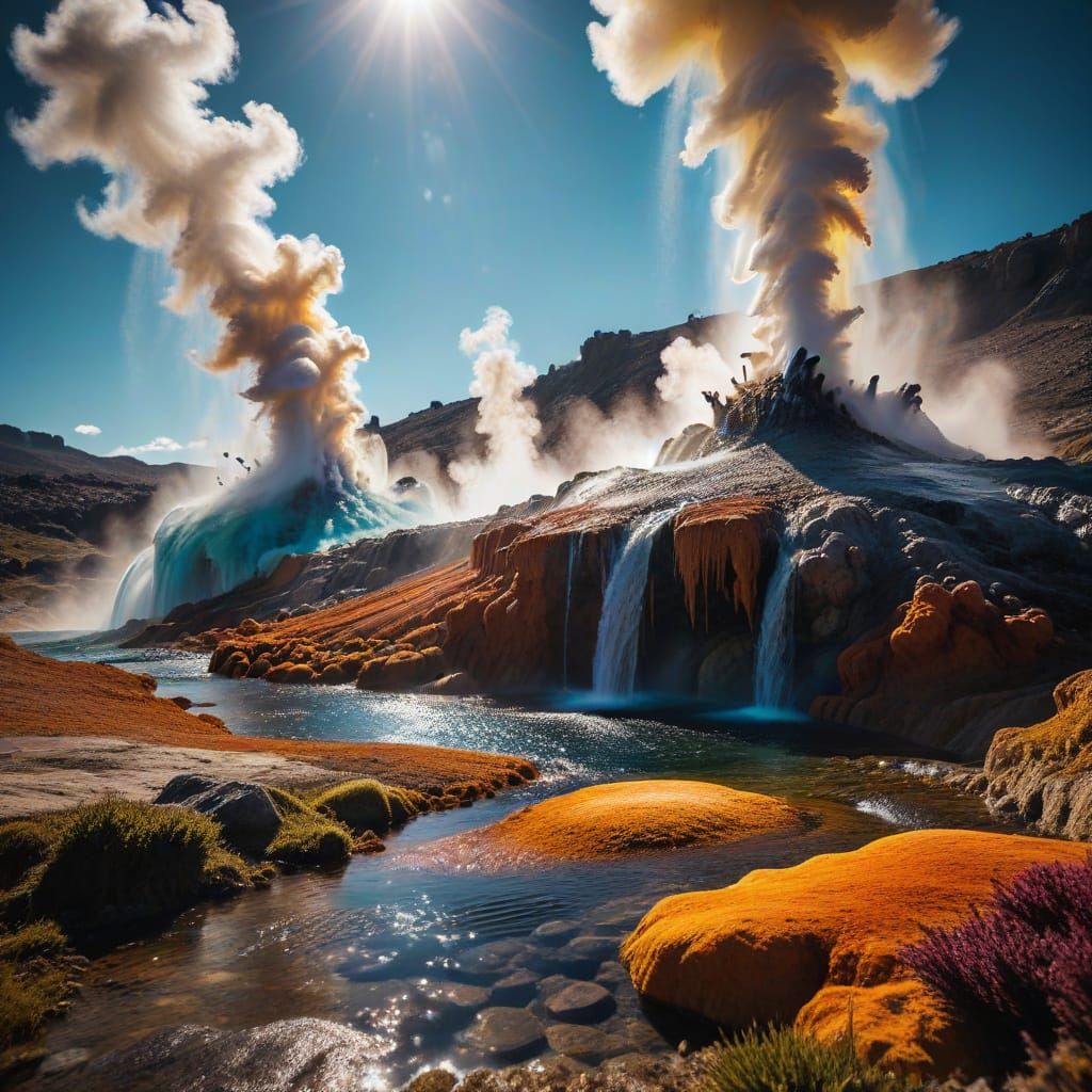 Glowing Geysers of Lemjentria in Vibrant Color