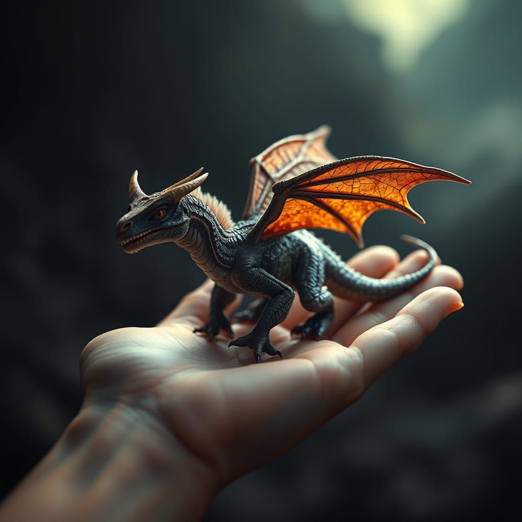 Miniature Winged Dinosaur in Epic Digital Painting