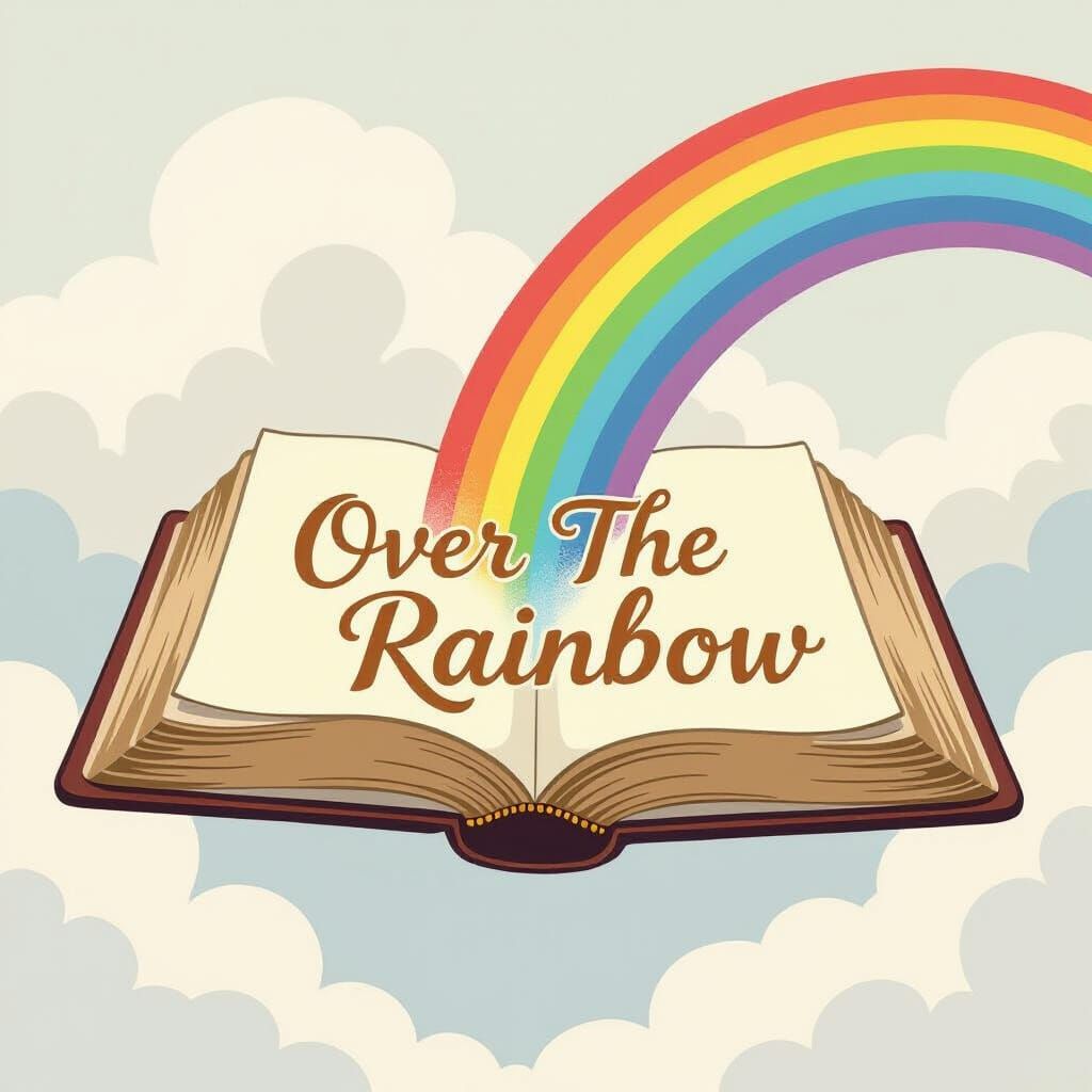 Rainbow Sprouting From Book, Whimsical Art Style