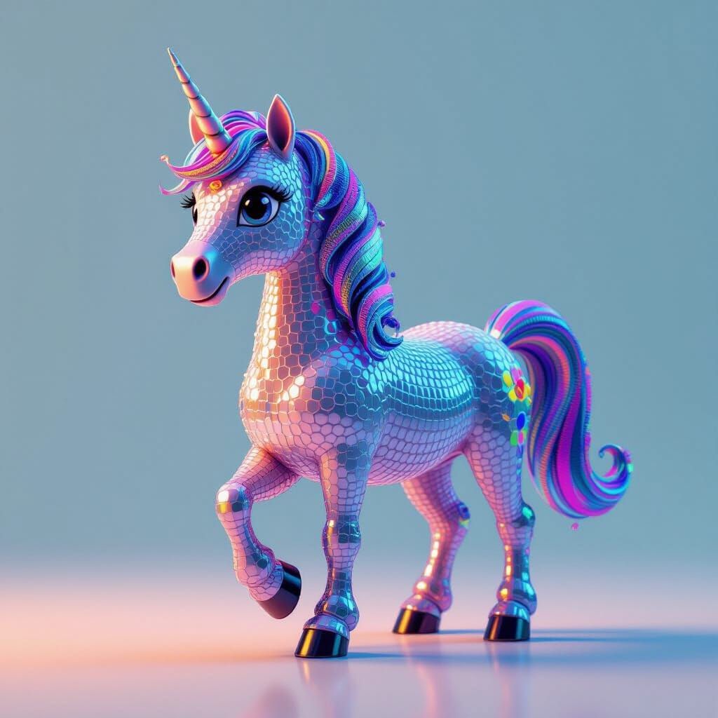 Vibrant Beaded Pony in 3D Rendered Style