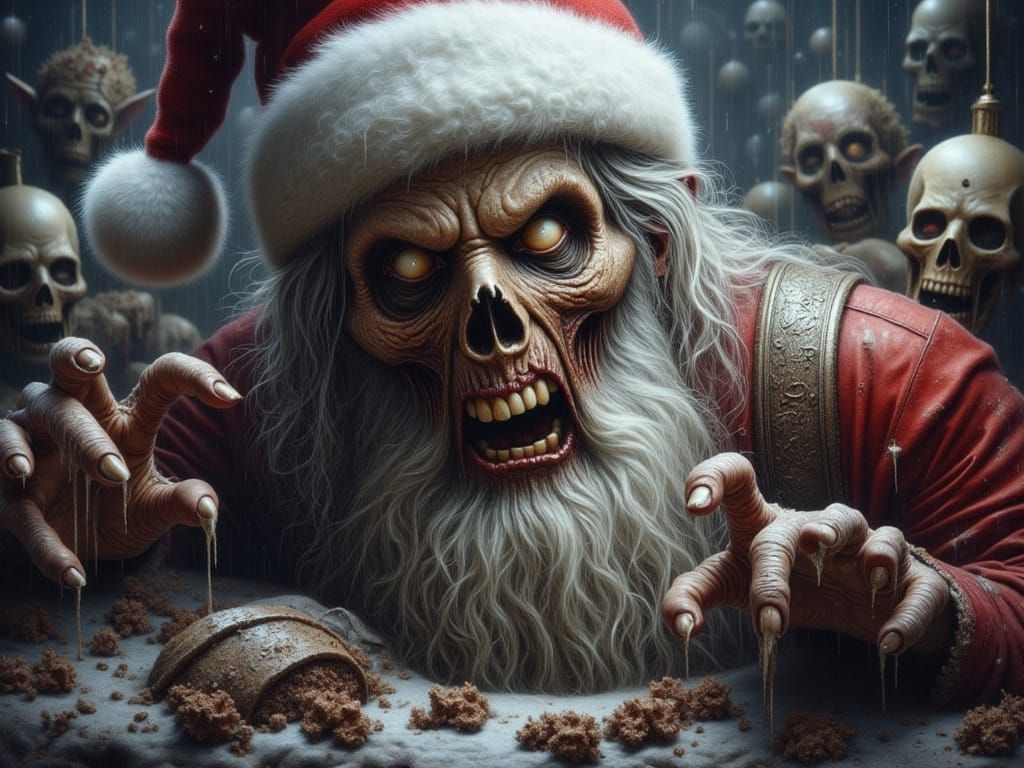 Zombie Santa and Elves in Horror Style