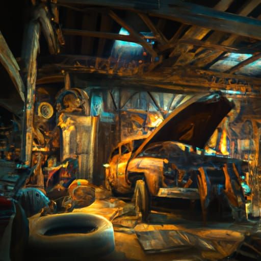 Dramatic Barn Find Junk Car: Digital Matte Painting