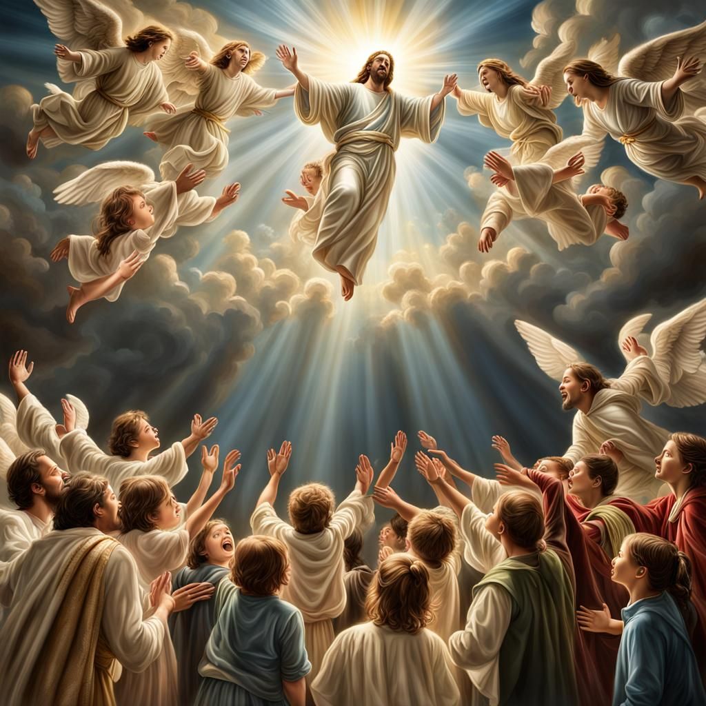 Angelic Ascension: A Hyperrealistic Depiction of Joy