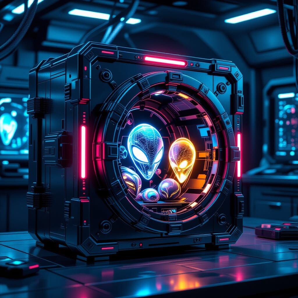 High-Tech Vault Box Holding Alien Artifacts