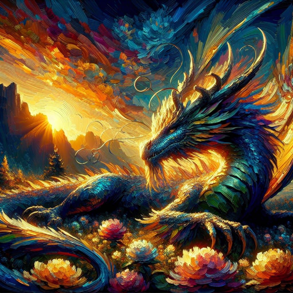 Majestic Dragon in Baroque Style