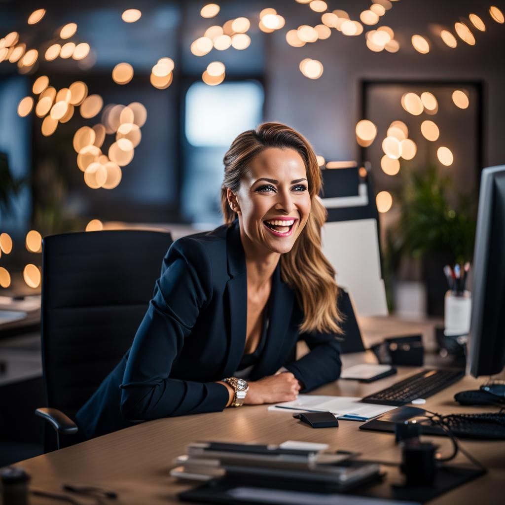 Happy Woman Expressing Joy of Work