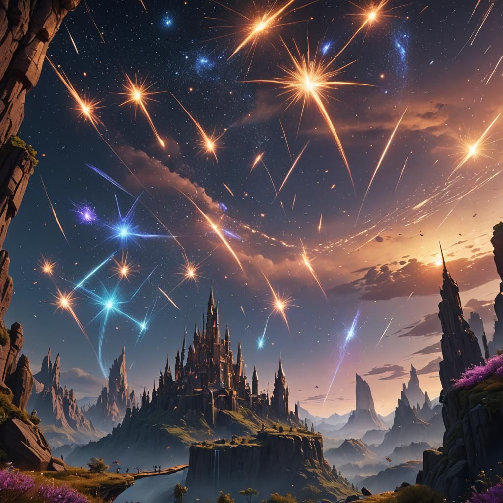 Fantastical Shooting Stars in Detailed Matte Painting