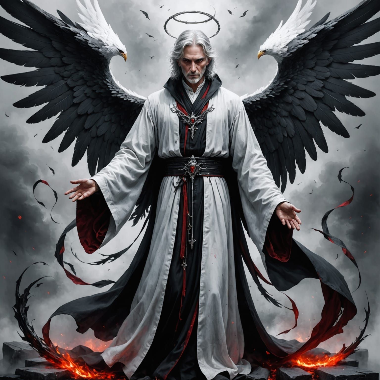 Solemn Gothic Angel in Twilight Hues