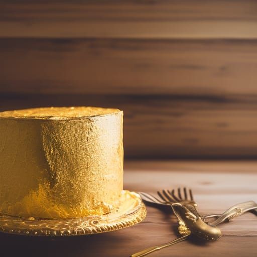 Golden Cake in Professional Photography Style