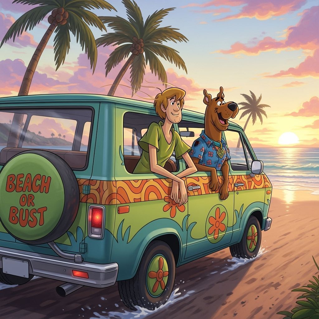 Scooby-Doo and Shaggy's Beach Trip in Mystery Machine