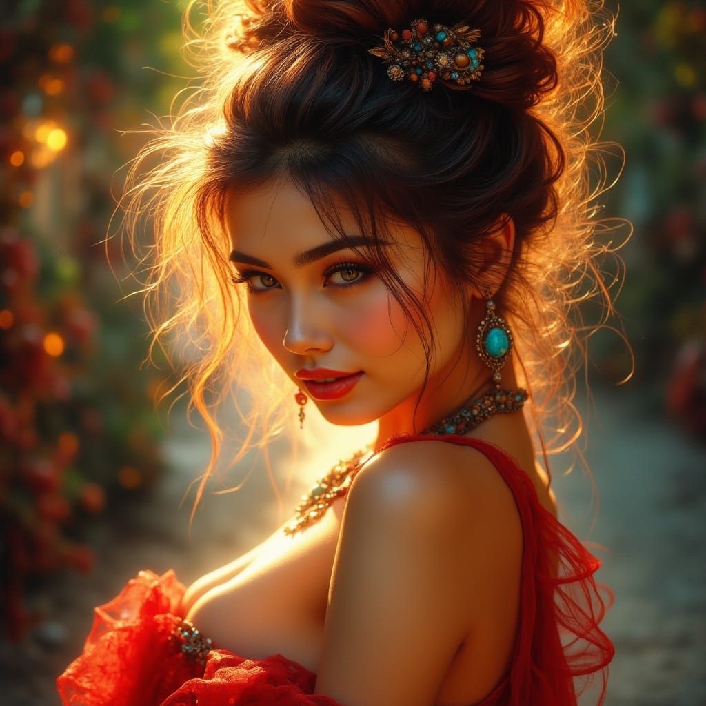 <lora:Beautiful women:0.5> beautiful stunning woman wispy ha...