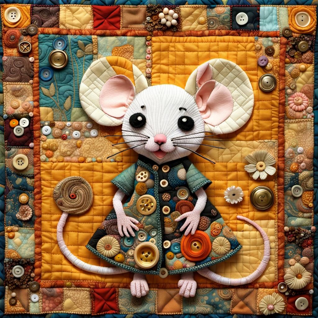 Chibi Mouse Quilt in Klimt Style