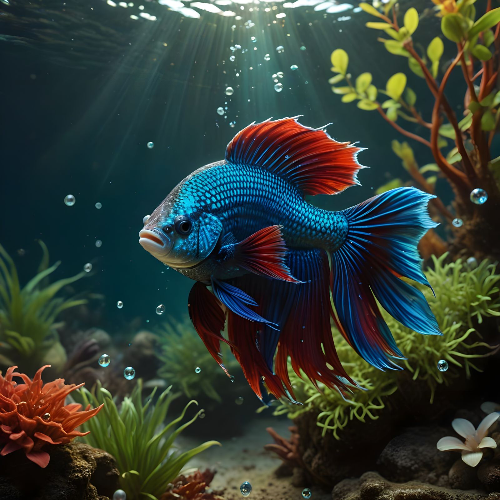 Betta Fish Creates Majestic Foam Nest Underwater