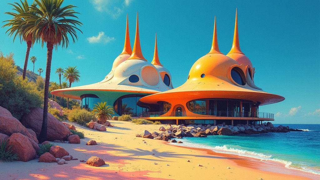 Futuristic Wine Buildings in Nice, Surrealist Dreamscape
