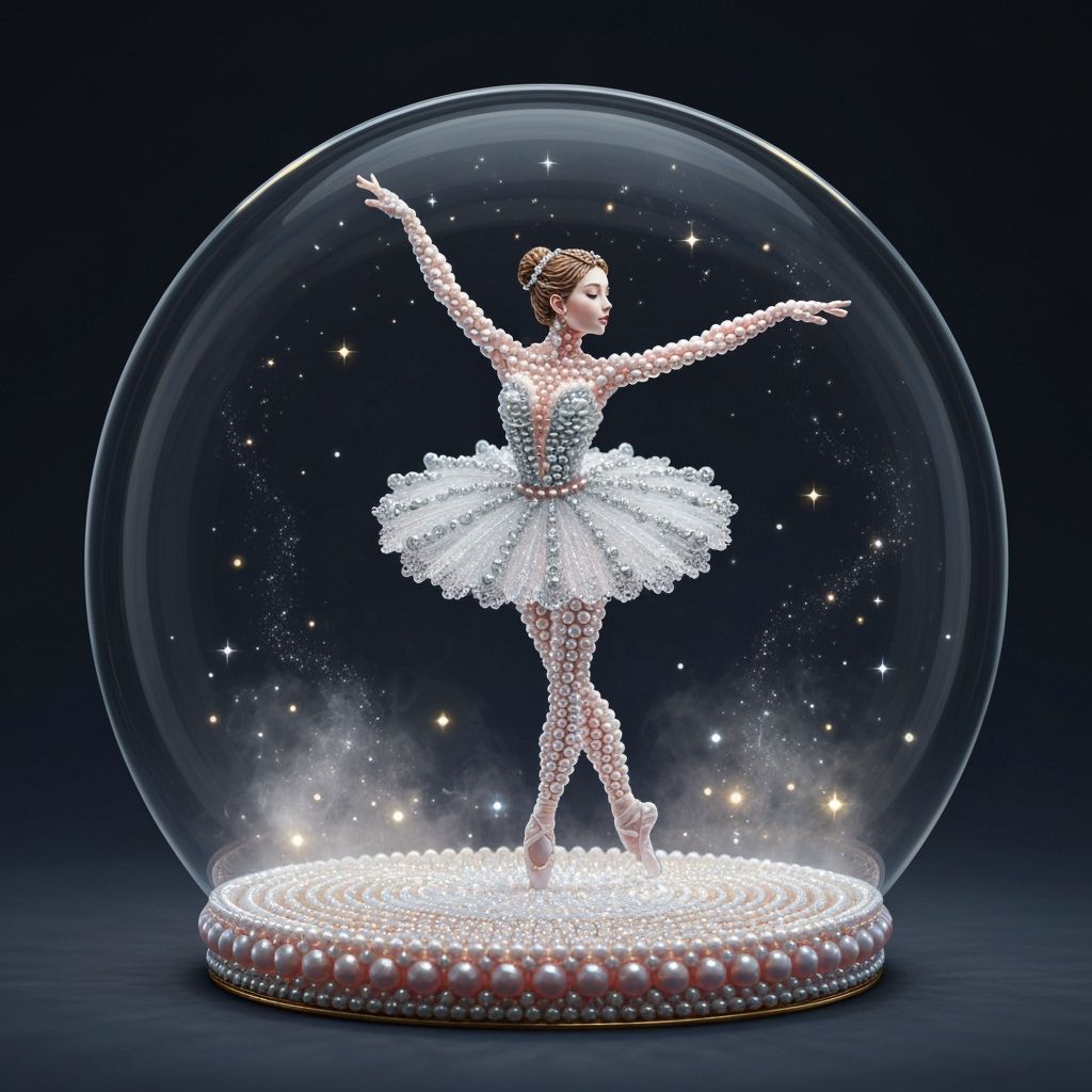 Glass Bead Ballerina Sculpture in Crystal Globe