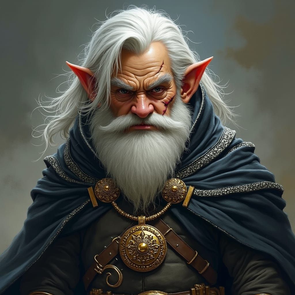 Dwarf Warrior with Silver Hair in Fantasy Art Style