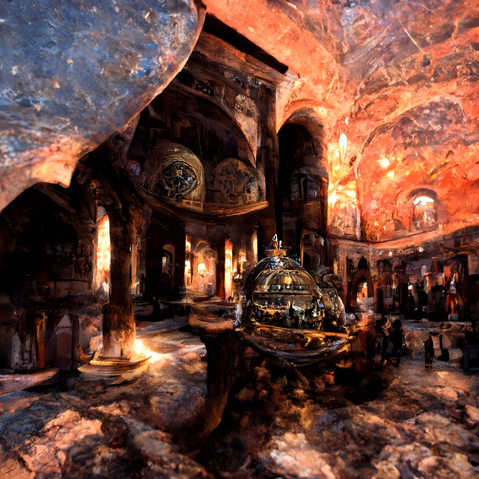 Ethereal Temple Interior with Caravaggio Lighting