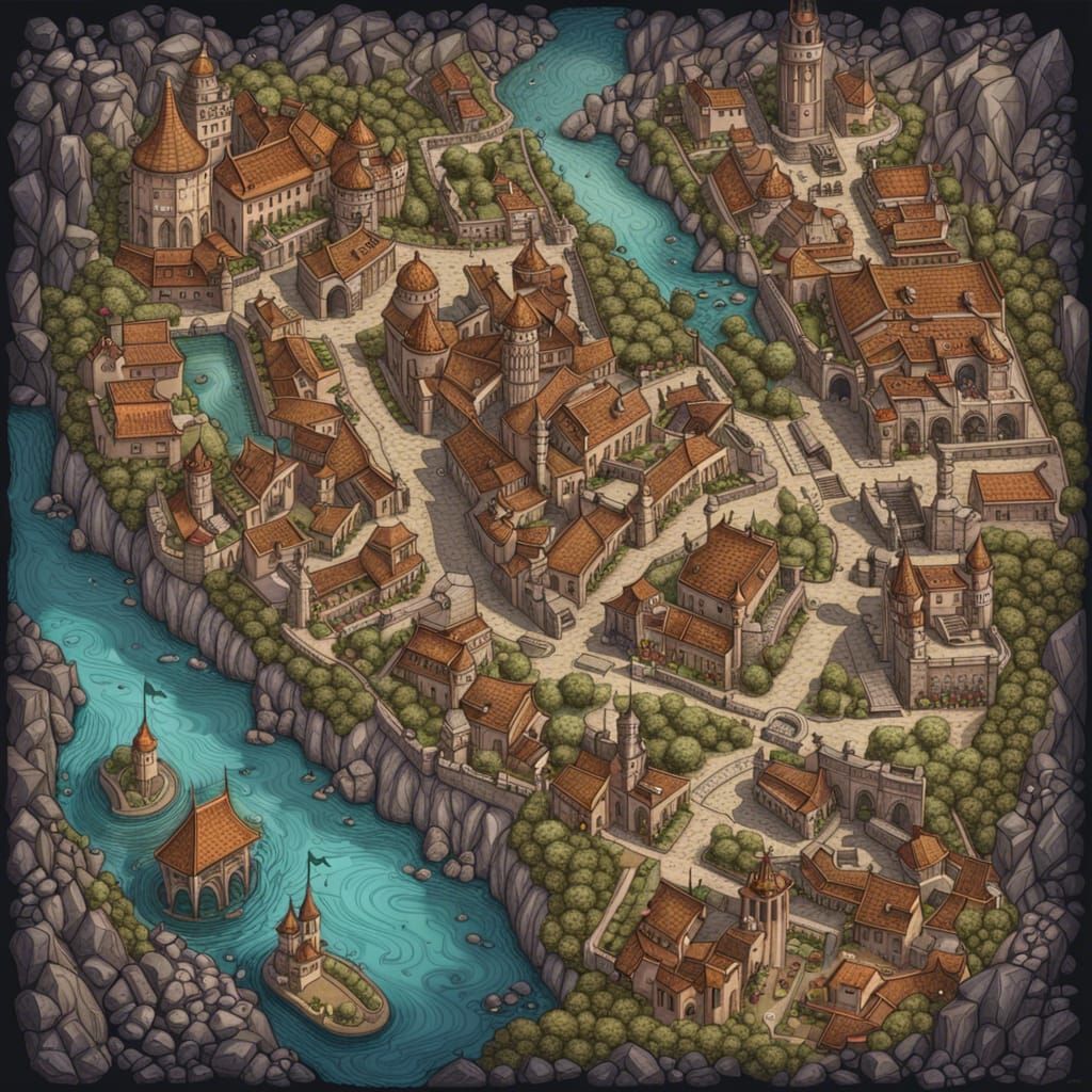 Fantasy City Map for Dungeons and Dragons