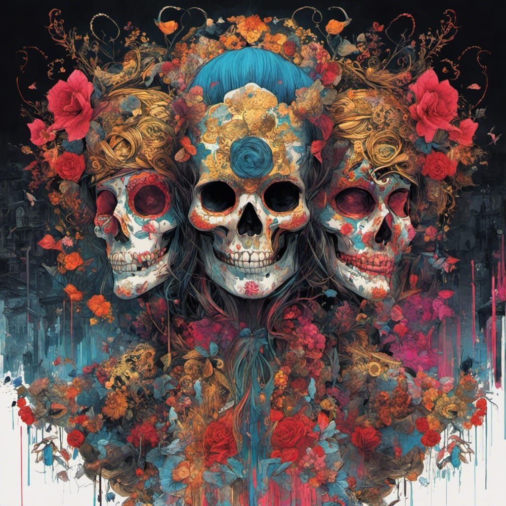 Día de los Muertos with flowers to color