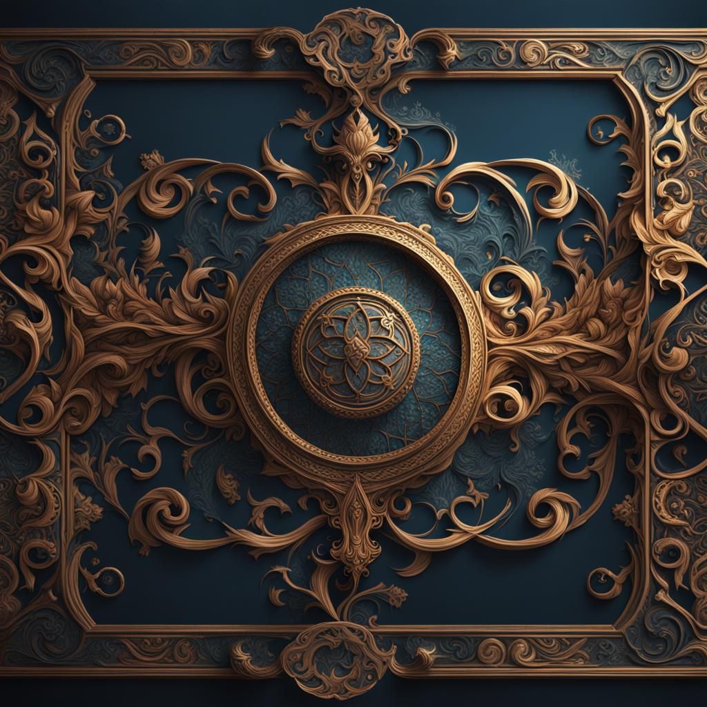 Detailed Calligraphic Ornaments in Matte Painting Style