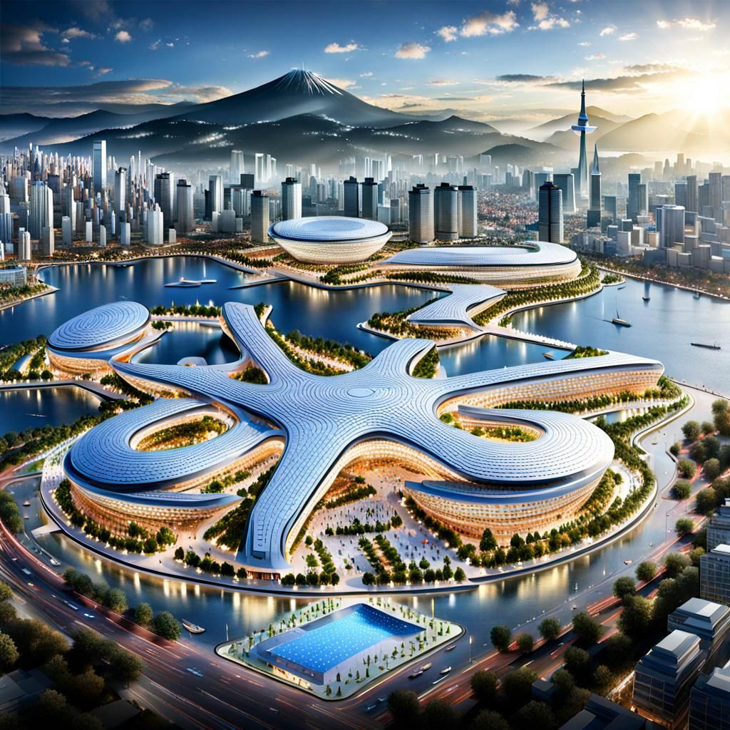 Futuristic Cityscape: Greece and Korea Fusion