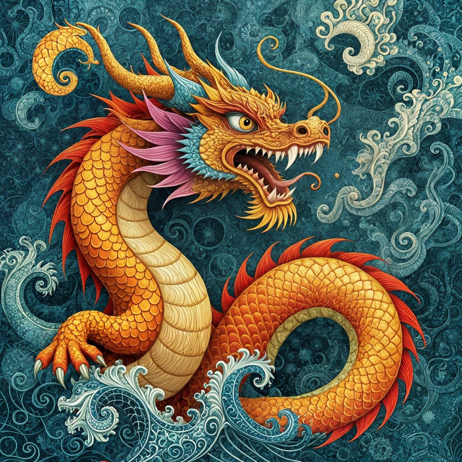 Howling Dragon: Abstract Vector Art