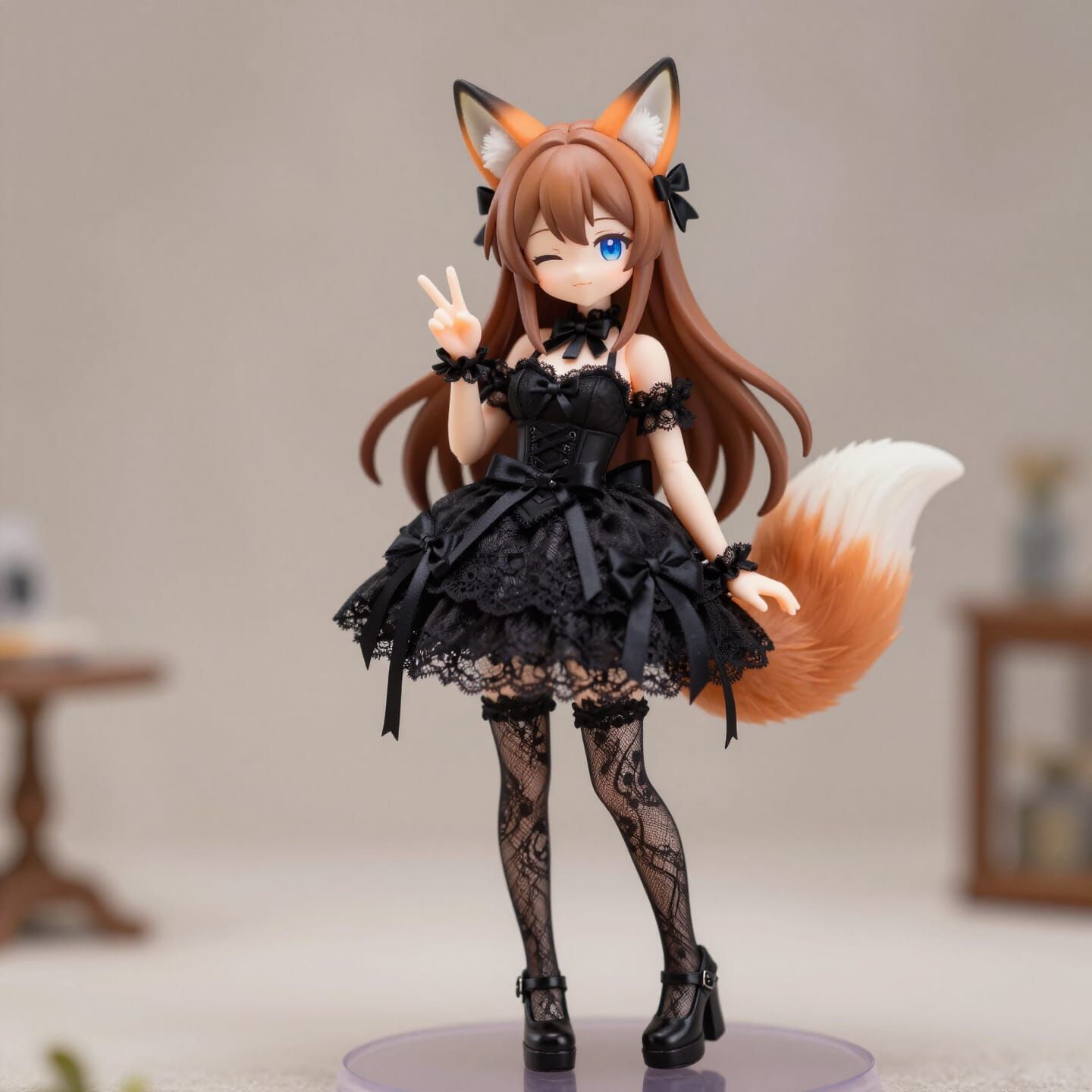 Figma Style Fox Girl in Gothic Lolita Dress