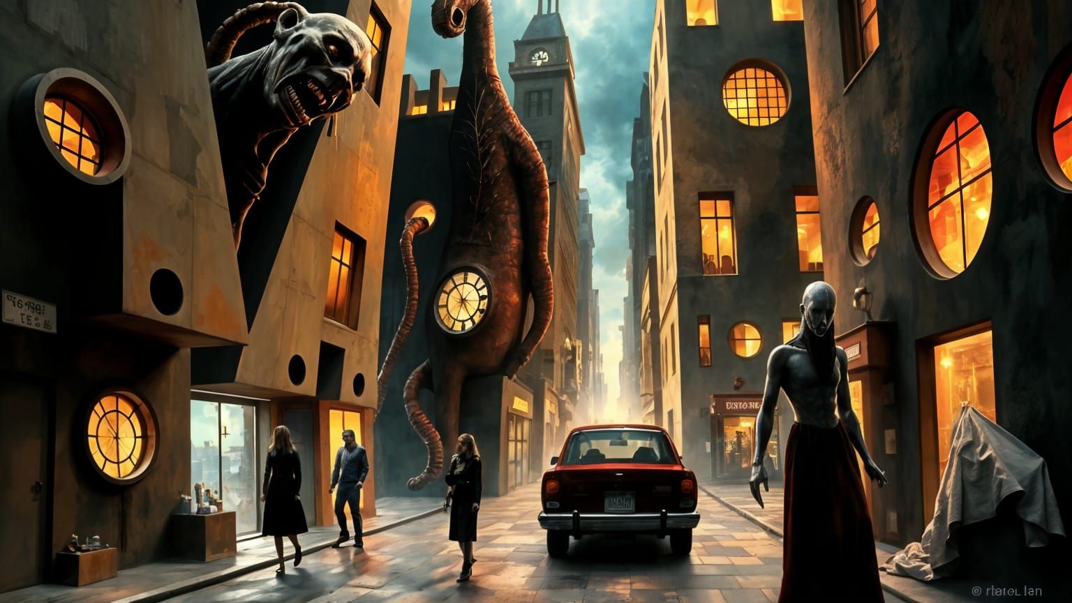 Surreal Dystopian Landscape in a Max Ernst-Inspired Volumetr...