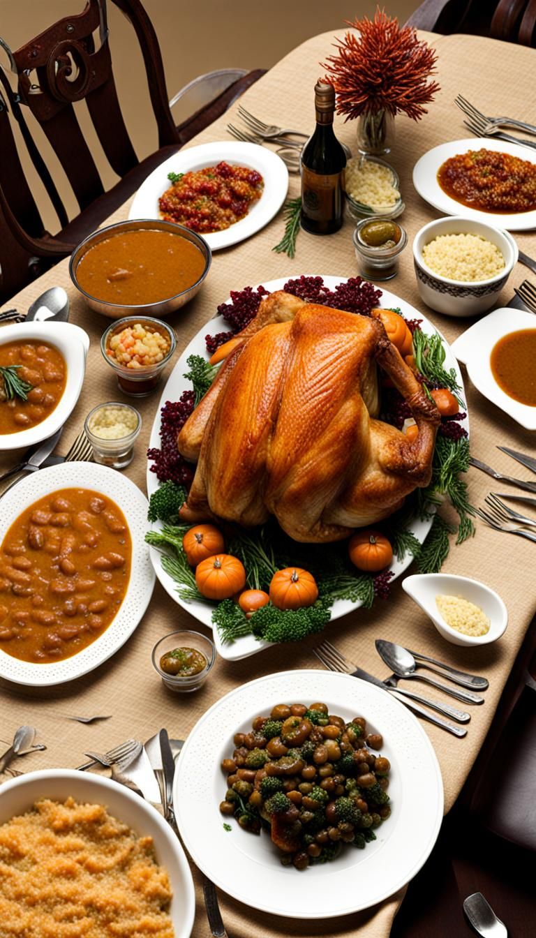 Festive Thanksgiving Meal Illustration