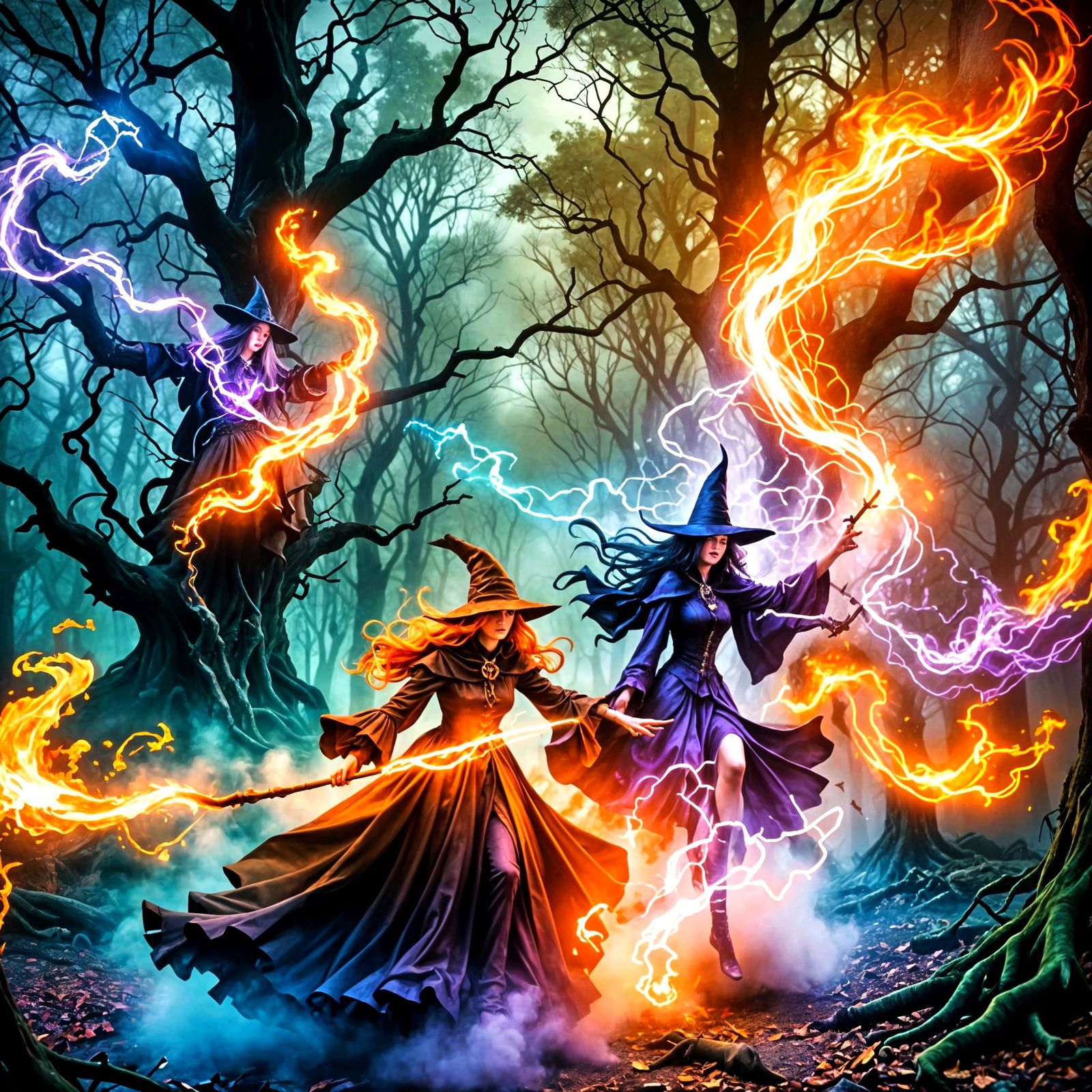Gothic Witches Engage in Magical Duel