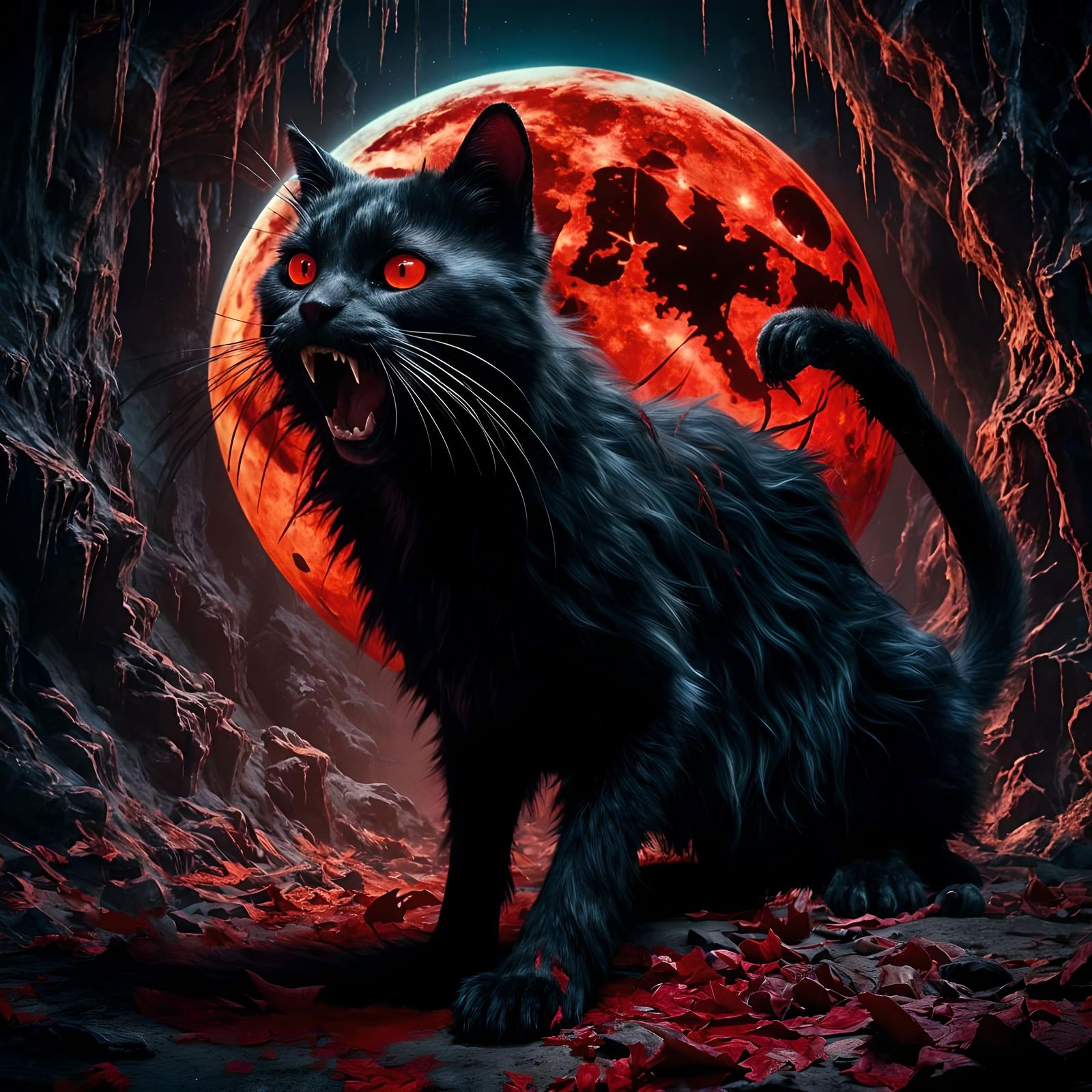 Beware the black cat on the night of a red moon