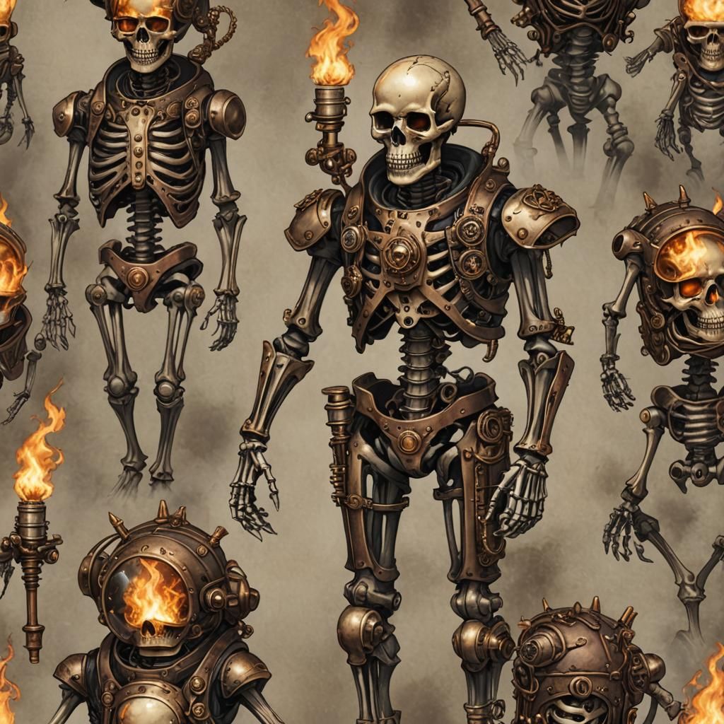 Steampunk Pyromancer Skeleton