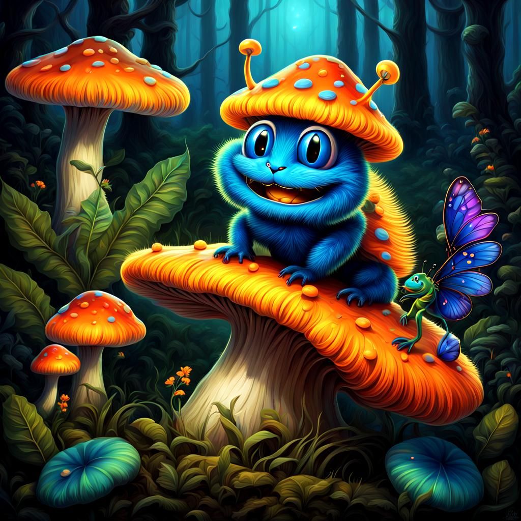 Neon Caterpillar's Forest Ukulele Serenade