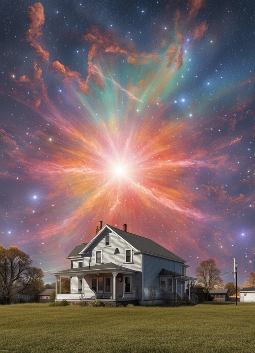 Betelgeuse Supernova Over Midwest Town: Photorealistic Art