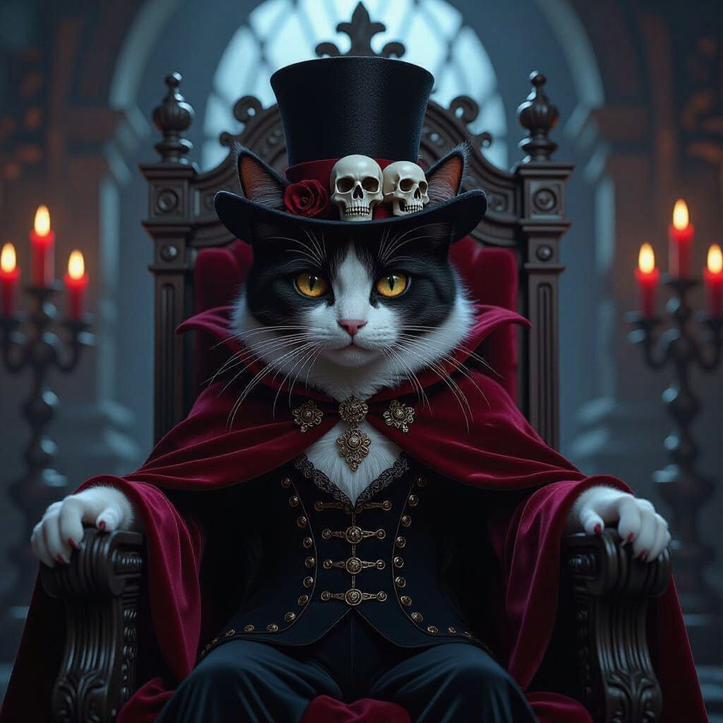 Vampire Cat Portrait in Dark Fantasy Style