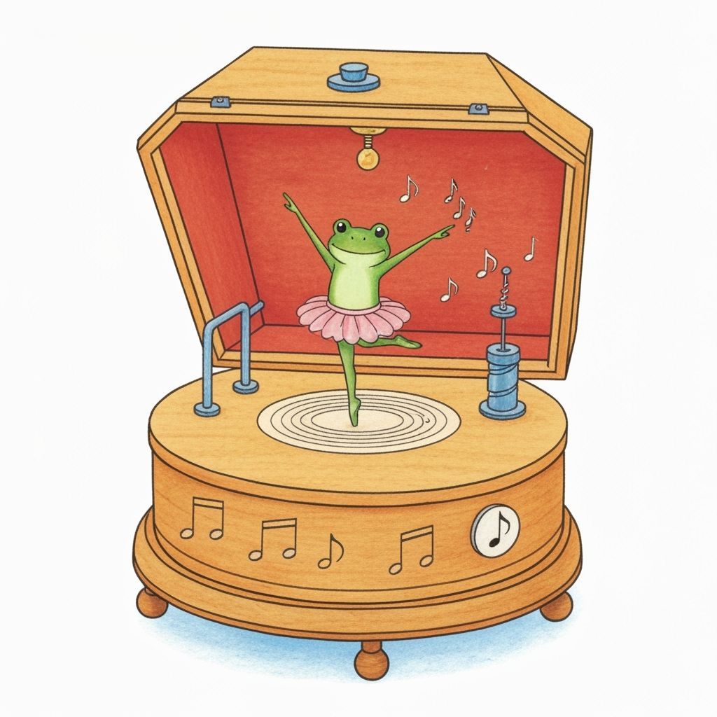 Frog Ballerina Music Box Children's Book Art