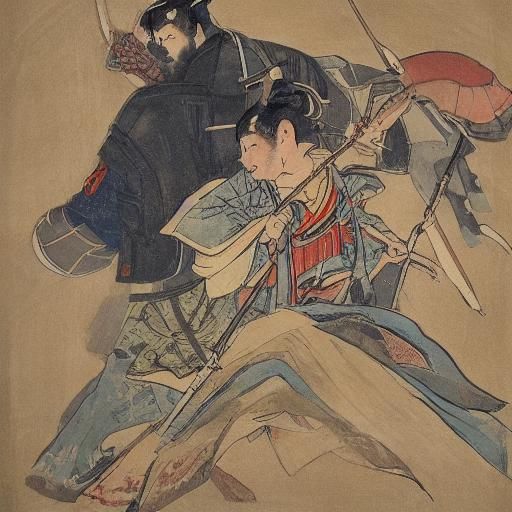 Ukiyo-e Samurai Contemplation with Impressionist Elements