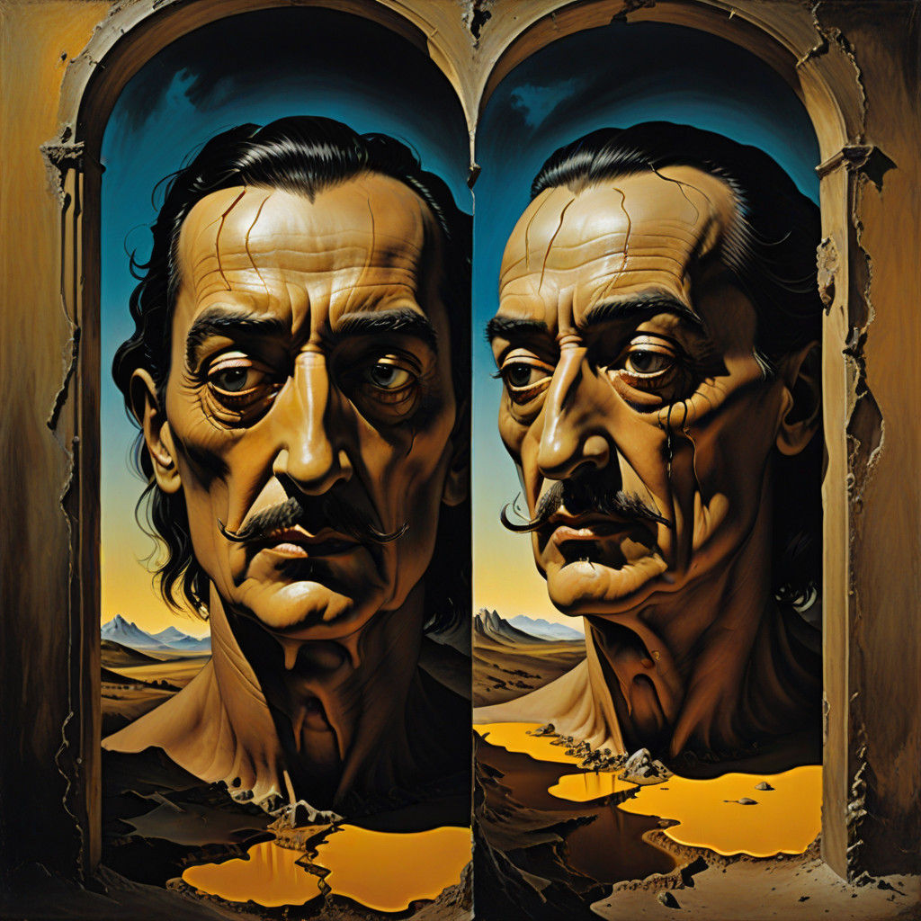 Surrealist Figure at the Threshold of Light and Darkness