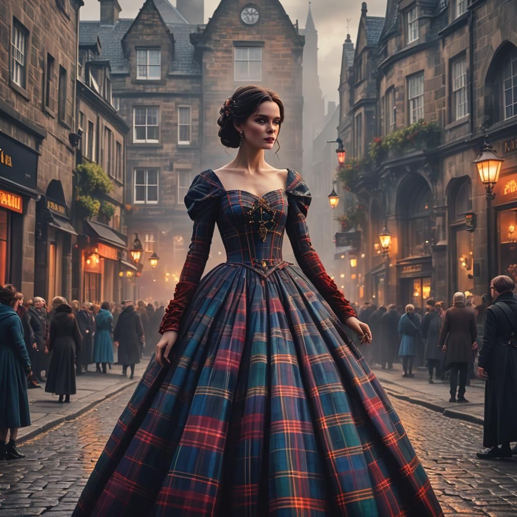 Tartan Ballgown in Edinburgh: a Fantasy Concept Art