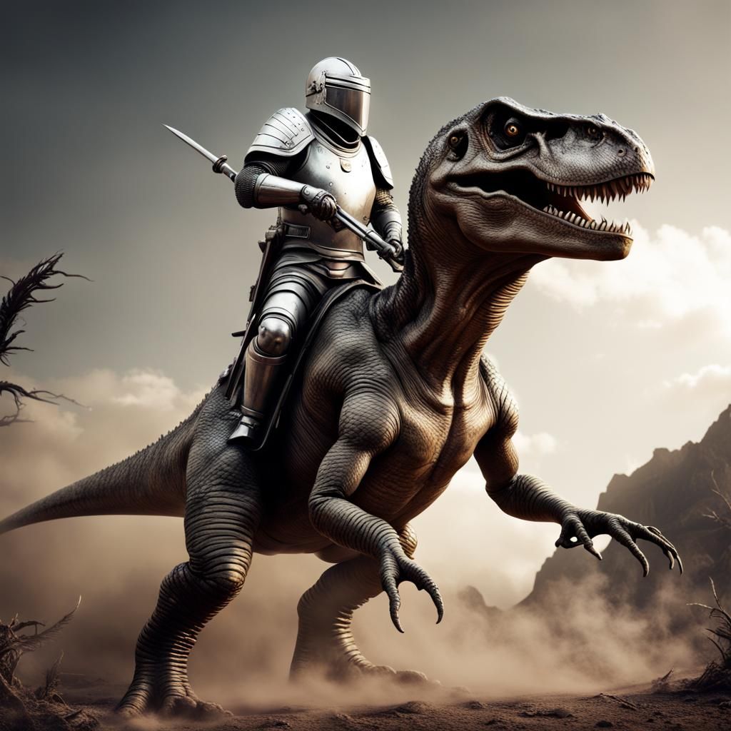 Templar Knight Rides T-Rex in Space