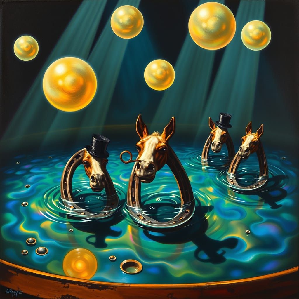 Surreal Talent Show: Cantankerous Horseshoes Swim in Iridesc...