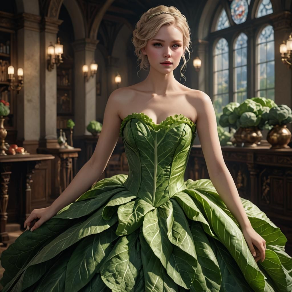 Cabbage Ballgown: Anime-Inspired 3D Art