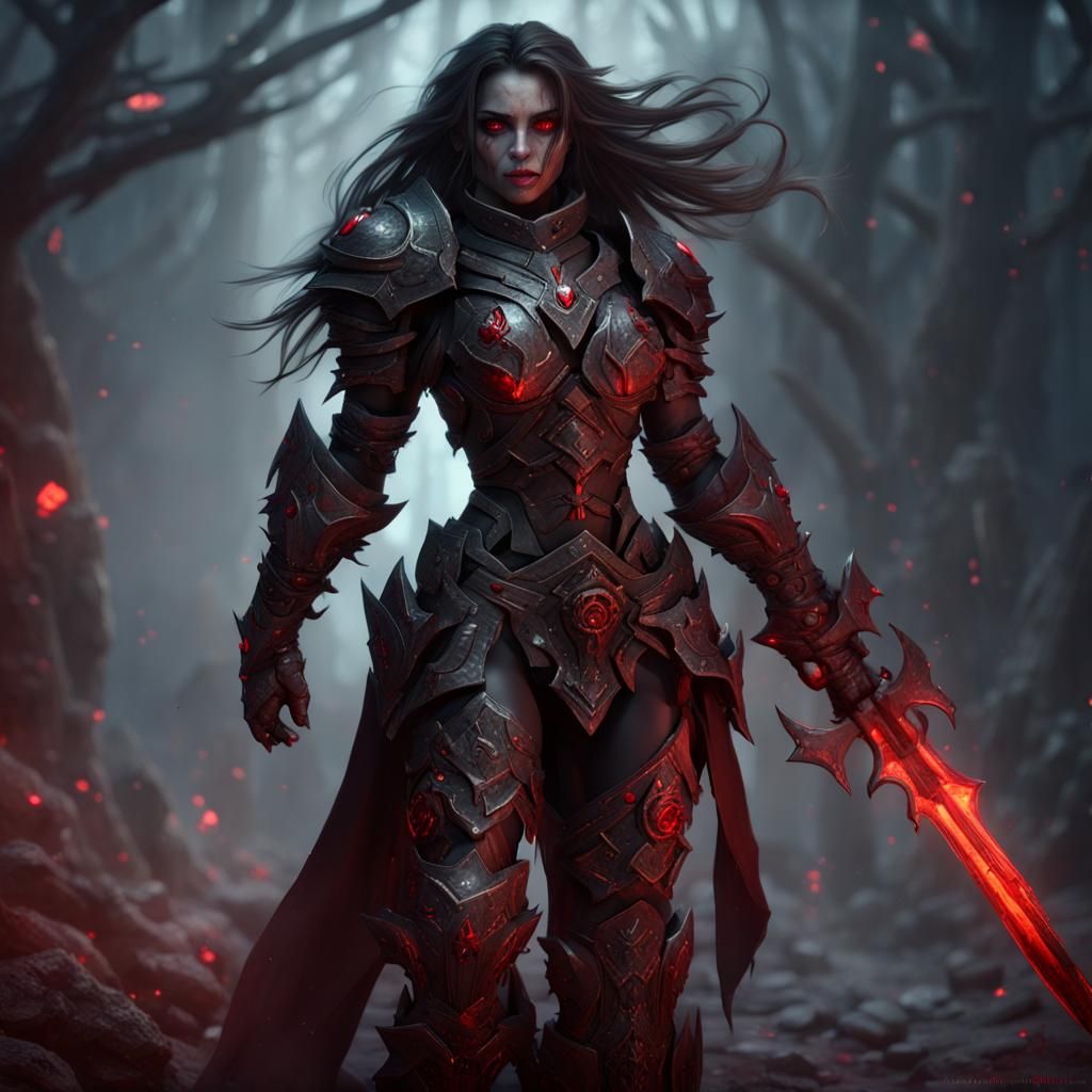 Female Death Knight in Blackstar Armor
