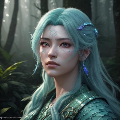 Mystical Snake Portrait in 3D Anime Art