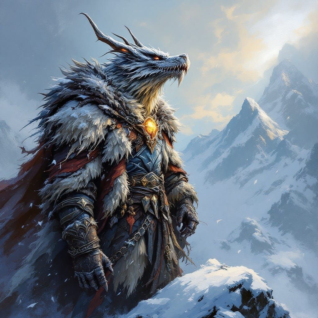 Dragonborn in Fierce Impasto Armor