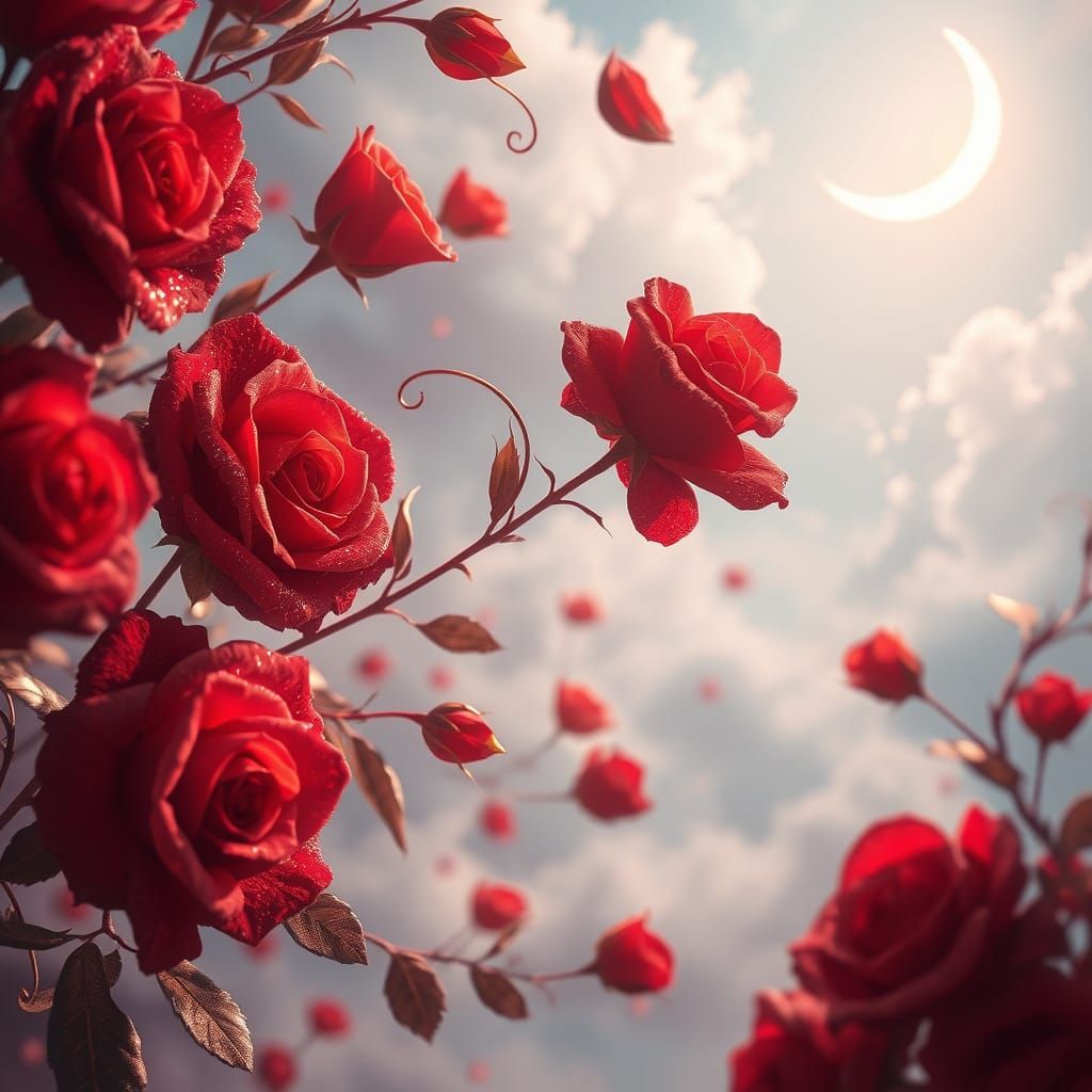 Dreamlike Whispers of Affection in Vibrant Red Roses